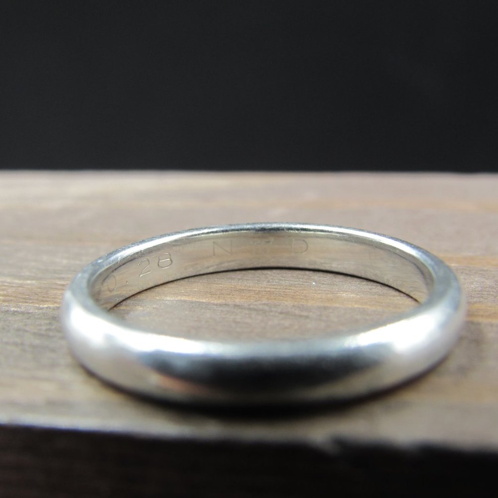 Size 7.25 950 Platinum Custom 3mm Tiffany & Co Plain Band Ring Vintage - Picture 5 of 8
